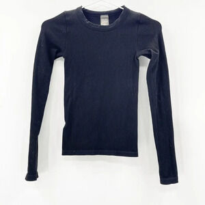 Sunday Best Sweater Womens Size XS Black Long Sleeve Crew Neck‎ Ribbed Knit